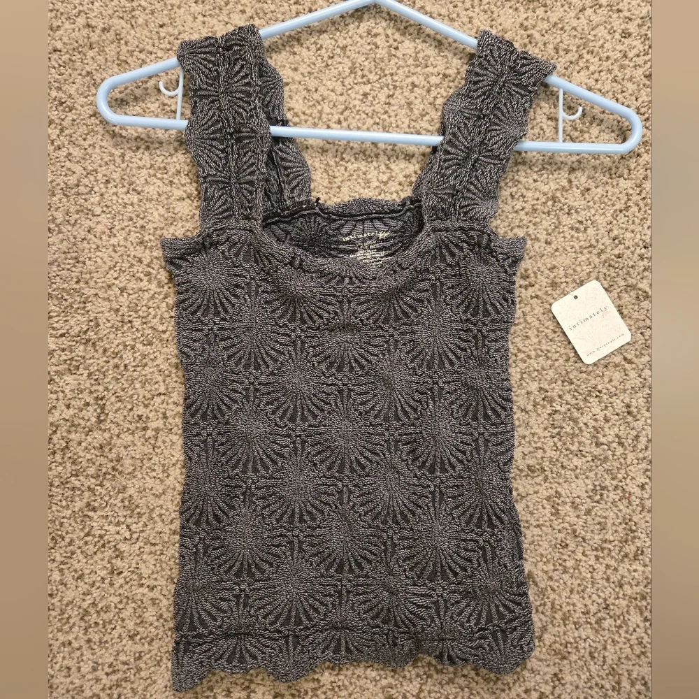 Free People Black Smocked Sleeveless Tank Top - Picture 1 of 6
